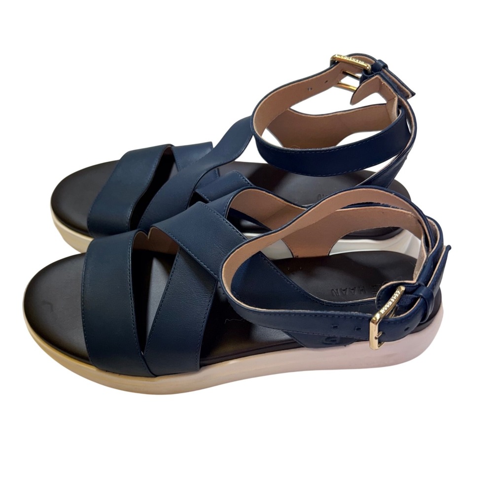Cole Haan GrandPro Rally Castine Sandals Blue Leather Platform W29616 Womens 8.5 - Picture 8 of 8